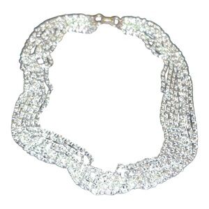 Sarah Coventry Vintage Silver 8 strand chain choker necklace.
